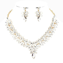 Load image into Gallery viewer, Diacly - Floral Leaves Crystal Casting Necklace set.: Silver-Fuchsia
