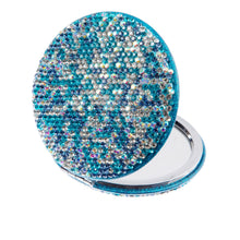 Load image into Gallery viewer, Chic Couture Inc - Circle Ceramic Rhinestone Folding Makeup Mirror M0449: White
