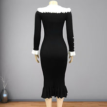 Load image into Gallery viewer, Rosa Clothing - Vintage Ruffled Panelled Sweater Dress: White / L
