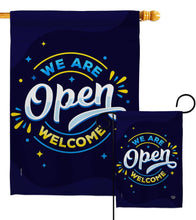 Load image into Gallery viewer, Two Group Flag Co - We Are Open Novelty Merchant Decor Flag: Double Sided-Thick Fabric / House Flag 28" x 40" Only
