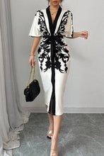 Load image into Gallery viewer, Mccolin - Floral Wrap Midi Dress: BLACK / S
