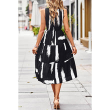 Load image into Gallery viewer, Supreme Fashion - Floral Print Cut Out Ruched Fit Sleeveless Ruffle Dress: L / BLACK
