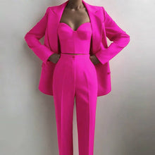 Load image into Gallery viewer, Productseeker - SET062 Elegant Women’s Suit Set: Blazer, Bra Top, &amp; Pants: Rose Red / English / M
