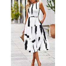 Load image into Gallery viewer, Supreme Fashion - Floral Print Cut Out Ruched Fit Sleeveless Ruffle Dress: L / WHITE
