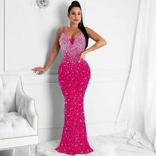 Load image into Gallery viewer, MB Fashion Wholesale - MALYBGG Rhinestone and Beaded Strappy Dress 6561LY: Pink / S M L: 1-1-1
