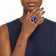 Load image into Gallery viewer, PinktownUSA - Cocktail Ring Blue Teardrop Crystal Flower Design: Color: Royal Blue / Plating: Gold / Size: Stretch to Fit
