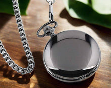 Load image into Gallery viewer, WoodWristCo - Retro Black Fashion Silver Smooth Steampunk Pocket Watch
