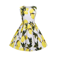 Load image into Gallery viewer, SALINA TRADING INC - Retro High-Waisted Floral Print Sleeveless Dress: Yellow Lemon (Women) / S
