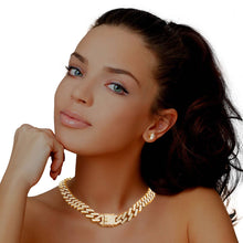 Load image into Gallery viewer, PinktownUSA - Iced Gold Square Cuban Chain Necklace: Clear / Gold / 20 inches
