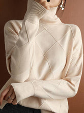 Load image into Gallery viewer, ShieldChic - Loose Rhombus Solid Color High-Neck Sweater Tops: CAMEL / M
