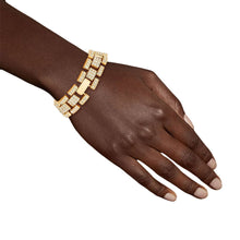 Load image into Gallery viewer, PinktownUSA - Iced Gold Watch Band Chain Bracelet: Clear / Gold / 8 inches

