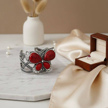 Load image into Gallery viewer, PinktownUSA - Cuff Red Butterfly Burnished Silver Bracelet: Color: Red / Plating: Burnished Silver / Size: Adjustable
