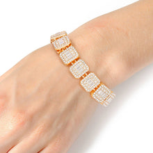 Load image into Gallery viewer, PinktownUSA - Chain Bracelet Iced Gold Square Halo Baguette: Clear / Gold / 8.2 inches
