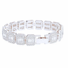 Load image into Gallery viewer, PinktownUSA - Chain Bracelet Iced Silver Square Halo Baguette: Clear / Rhodium / 8.2 inches
