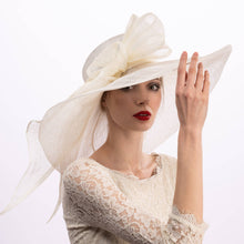Load image into Gallery viewer, KaKyCo - 117146  Callalily Adorned Wide Soft Sinamay Hats: Sinamay / Ivory
