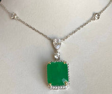 Load image into Gallery viewer, Diamond Veneer Travel Jewelry - Radiant Diamond Veneer Cubic Zirconia halo Pendant Necklace. 800P101: Clear / 5CT(12x9mm)
