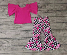 Load image into Gallery viewer, Aier Wholesale - Baby Girls Pink Flutter Sleeve Top Doll Bell Pants Clothes S: 8-9T
