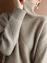 Load image into Gallery viewer, ShieldChic - Loose Rhombus Solid Color High-Neck Sweater Tops: CAMEL / M
