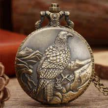 Load image into Gallery viewer, WoodWristCo - Vintage Old Eagle Display Quartz Pocket Watch

