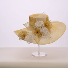 Load image into Gallery viewer, KaKyCo - 119061 Two Tone String Floppy Sinamay Hat: Dark Blue / Ivory
