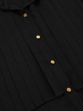 Load image into Gallery viewer, FurDecoration - Long Sleeves Loose Pleated Split-Joint Lapel Blouses&amp;Shirts Tops: BLACK / M

