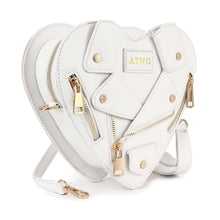 Load image into Gallery viewer, Handbag Express - Heart Shape Biker Jacket Petite Shoulder Bag: Khaki
