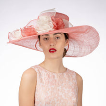Load image into Gallery viewer, KaKyCo - 119061 Two Tone String Floppy Sinamay Hat: Dark Blue / Ivory
