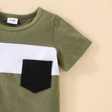 Load image into Gallery viewer, PatPat - 2pcs Baby Boy Colorblock Short-sleeve T-shirt and Shorts Set: Army green / 3-6 Months
