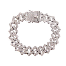 Load image into Gallery viewer, PinktownUSA - Silver Locked Square Cuban Bracelet: Clear / Rhodium / 8 inches
