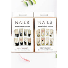 Load image into Gallery viewer, JHP Collection - COFFIN  FRENCH TIP WITH BOW RHINESTONE PRESS ON NAIL: ASSORTED / ONE(12)
