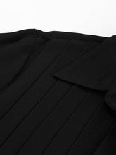 Load image into Gallery viewer, FurDecoration - Long Sleeves Loose Pleated Split-Joint Lapel Blouses&amp;Shirts Tops: BLACK / S
