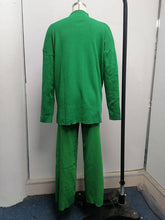 Load image into Gallery viewer, ShieldChic - Loose Solid Color High-Neck Sweater Tops&amp;Pants Suits: GREEN / M
