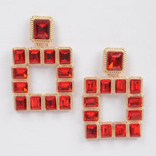 Load image into Gallery viewer, 3AM BY H&amp;D ACCESSORIES - Rhinestone Square Earring: Tuequoise
