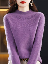 Load image into Gallery viewer, VividLux - Office Raglan Sleeve Hollow Solid Color High-Neck Sweater Tops: ORANGE / M

