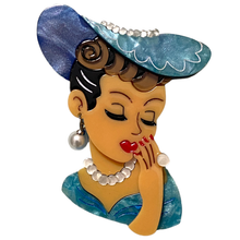 Load image into Gallery viewer, Lipstick &amp; Chrome - "Vine and Dandy" in Tawny - Lady Head Vase Brooch
