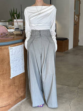 Load image into Gallery viewer, ShieldChic - Wide Leg Pockets Solid Color Zipper Casual Pants Bottoms: GRAY / S

