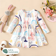 Load image into Gallery viewer, PatPat - Baby Girl Sweet Rabbit Animal Pattern Long Sleeve Dress: Pink / 12-18 Months
