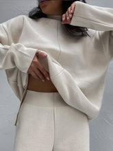 Load image into Gallery viewer, ShieldChic - Loose Solid Color High-Neck Sweater Tops&amp;Pants Suits: GREEN / M
