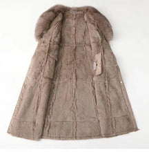 Load image into Gallery viewer, Productseeker - CT074Y Elegant Mid-Length Faux Fur Coat with Fox Fur Collar: Black / English / S
