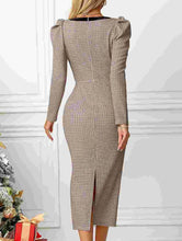 Load image into Gallery viewer, Lovenne - Plaid long-sleeved sexy tight hip skirt: KHAKI / (L) 1
