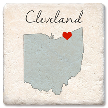 Load image into Gallery viewer, Tipsy Coasters &amp; Gifts - Custom Love Your Town State Silhouette Heart Coaster: Ceramic
