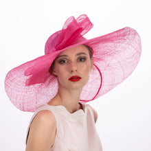 Load image into Gallery viewer, KaKyCo - 122008 Large Simple Ribbon Sytle Sinamay Bow Hat: FUCHSIA
