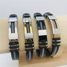 Load image into Gallery viewer, Mio Queena - Men's Silicone Titanium Steel  Bracelet - MJ/BC: Silver
