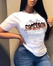 Load image into Gallery viewer, Queen Fashion - Figure letter print short sleeve casual tshirt: STYLE1 / 1-1-1-1 / S-M-L-XL
