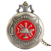 Load image into Gallery viewer, WoodWristCo - Vintage Bronze Fire Fighter Retro Military Man Watches: Red Fighter
