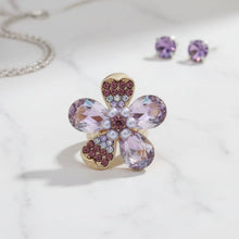 Load image into Gallery viewer, PinktownUSA - Cocktail Ring Mixed Purple Teardrop Crystal Flower: Color: Light Purple / Plating: Gold / Size: Stretch to Fit
