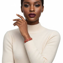 Load image into Gallery viewer, PinktownUSA - Chain Red Pave Heart Link Bracelet for Women: Color: Red / Plating: Gold / Size: 8.2 inches
