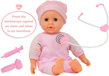 Load image into Gallery viewer, The New York Doll Collection - Interactive Talking Baby Doll Doctor Set  - 14” Doll Pink
