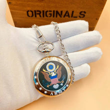 Load image into Gallery viewer, WoodWristCo - Fashion US Army Eagle Quartz Pocket Watch with Chain: Golden

