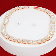 Load image into Gallery viewer, PinktownUSA - Chain Gold Square Halo Baguette Iced Necklace Set: Clear / Gold / 18 inches
